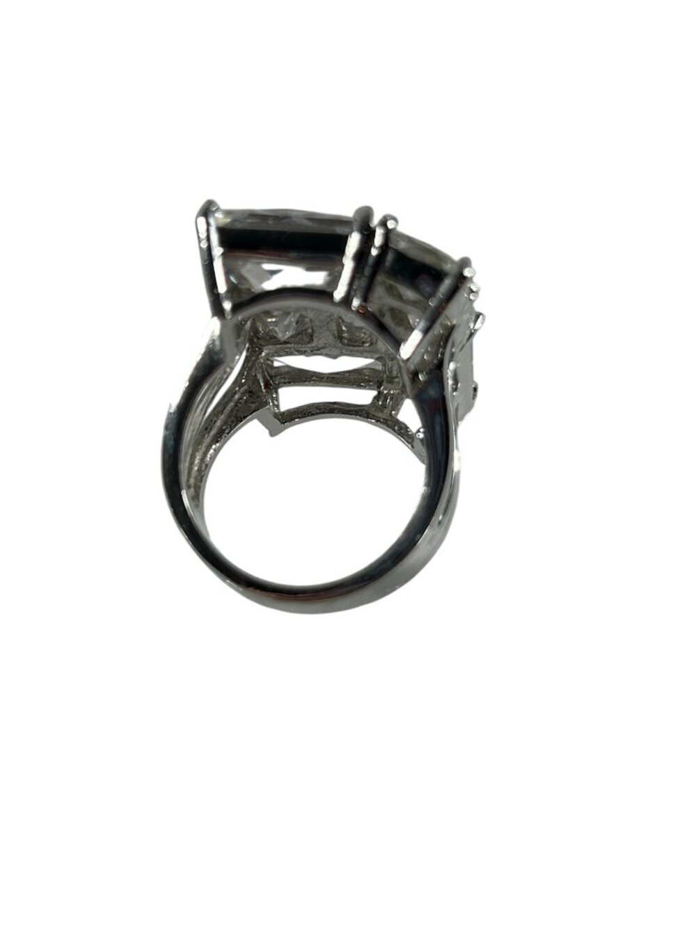 Park Lane WOW Ring Large CZ Cluster Silver Tone Statement Cocktail Size 9 - Picture 6 of 8